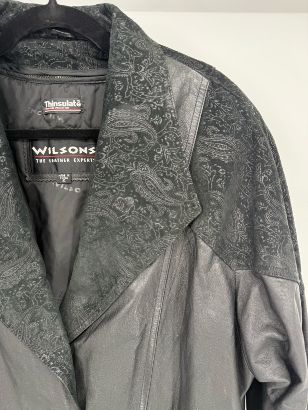 Wilsons Leather Jacket Suede Paisley Zip Liner Coat‎ Goth Steam Punk Industrial - Picture 3 of 15